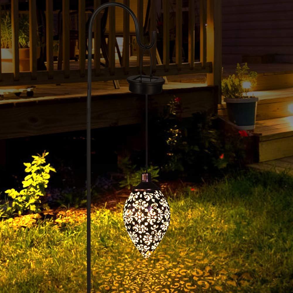 Hanging Solar Lantern LED Moroccan Metal Garden Light Waterproof for Patio and Porch — image 4