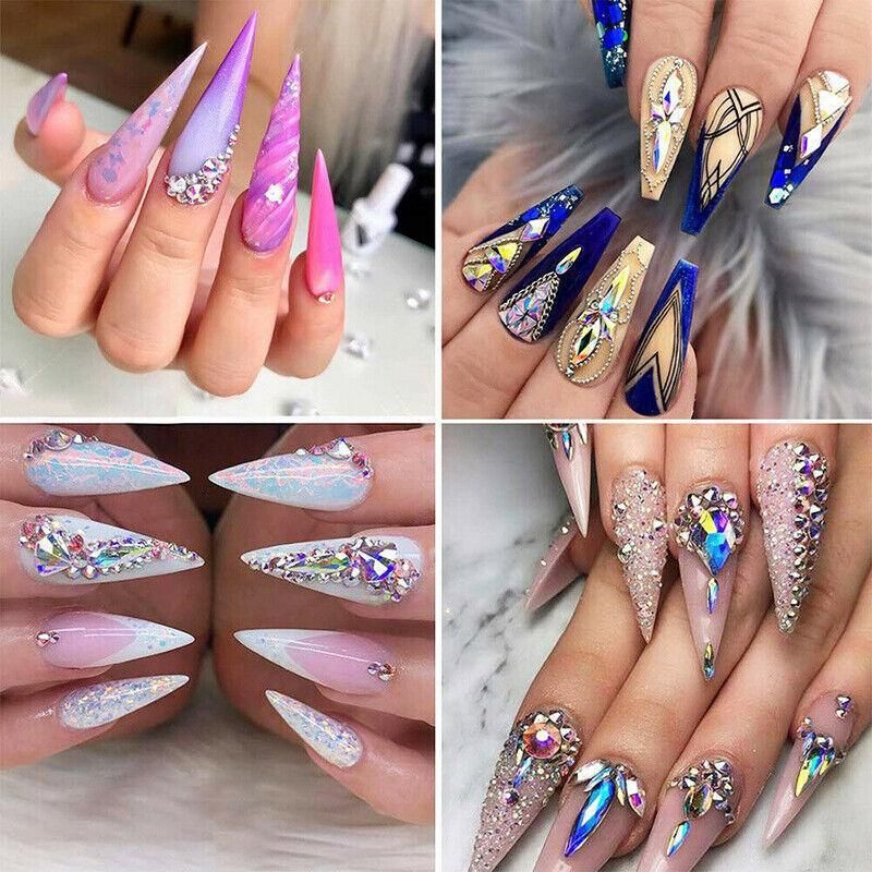 1440Pcs Glitter Rhinestones Crystal Clear Flat Bottom Glass Nail Art Nail Drill - Gold — image 5