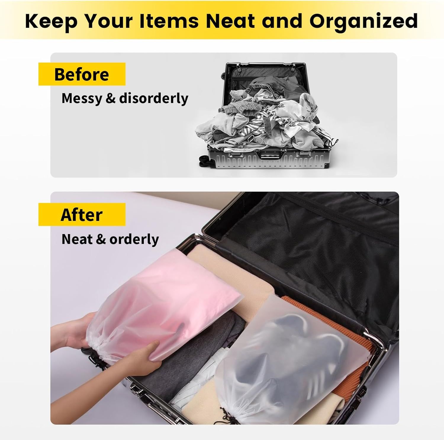 Shoe Bags for Travel - 6 Pcs Transparent Drawstring Backpack Travel Shoe Bag Clear Drawstring Bag Large Shoe Organizer with Rope Travel Essentials for Men โ image 3