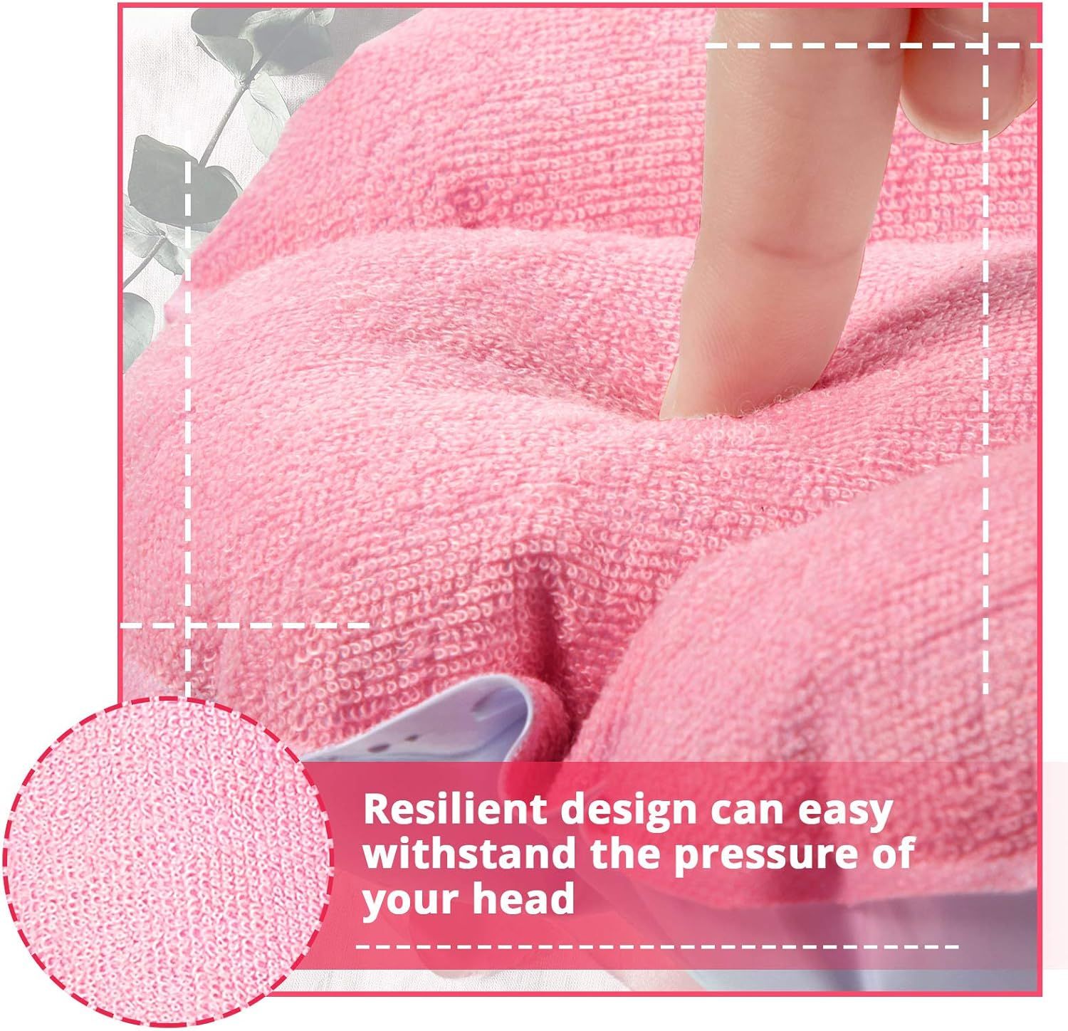2 Pieces Inlatable Bath Pillow with Suction Cups, Terry Cloth Covered Bath Pillow Shell Shape Bathtub Spa Pillow Comortable Sot Bath Cushion, Neck Support or — image 5