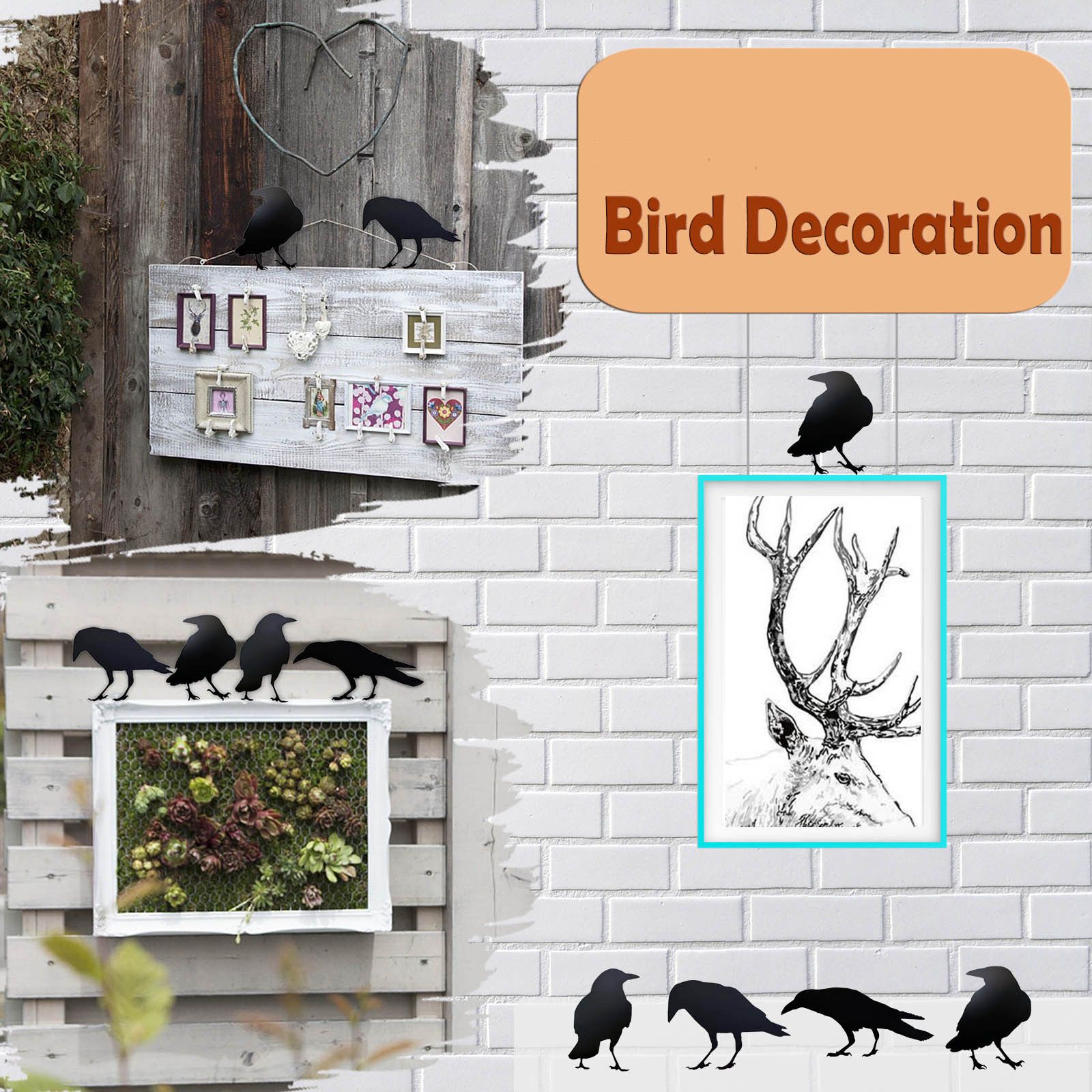 Halloween Decor Outdoor Art Exterior Rustic Metal Black Bird Mini Garden Ornament Fence Gothic Home Decor Outdoor Gate Post — image 3