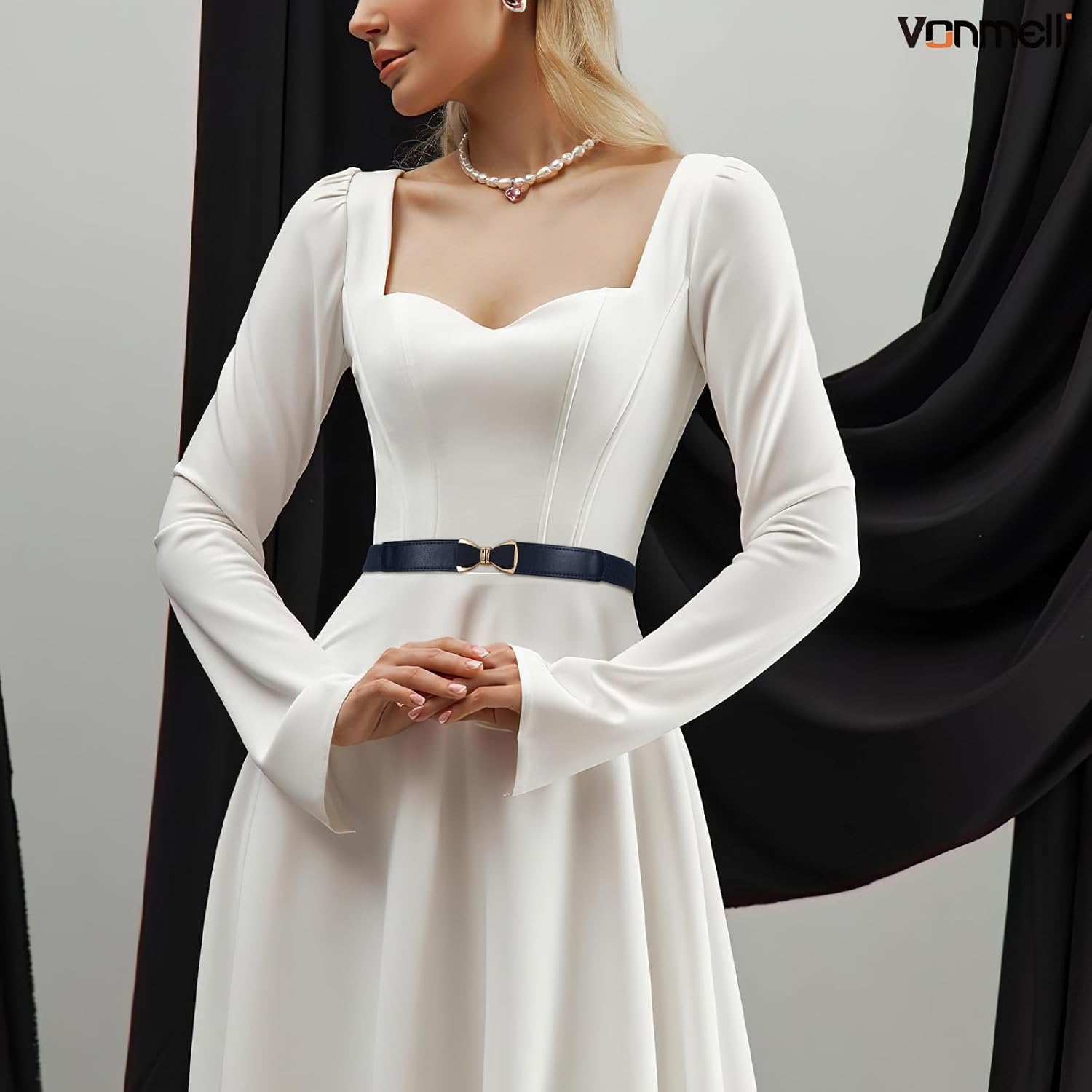 Womens Skinny Elastic Belt Stretchy Bow Belt for Women Dresses Thin Waist Ladies Belts โ image 4