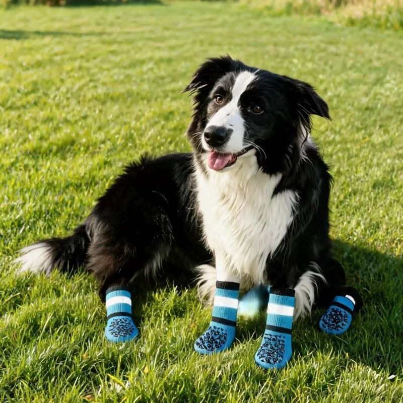 Pet Dog Socks Anti Slip Cotton Striped Black bone design [premium storage bag] L large sole 7.5*18cm [recommended within 15-20kg pieces] [pack of — image 2