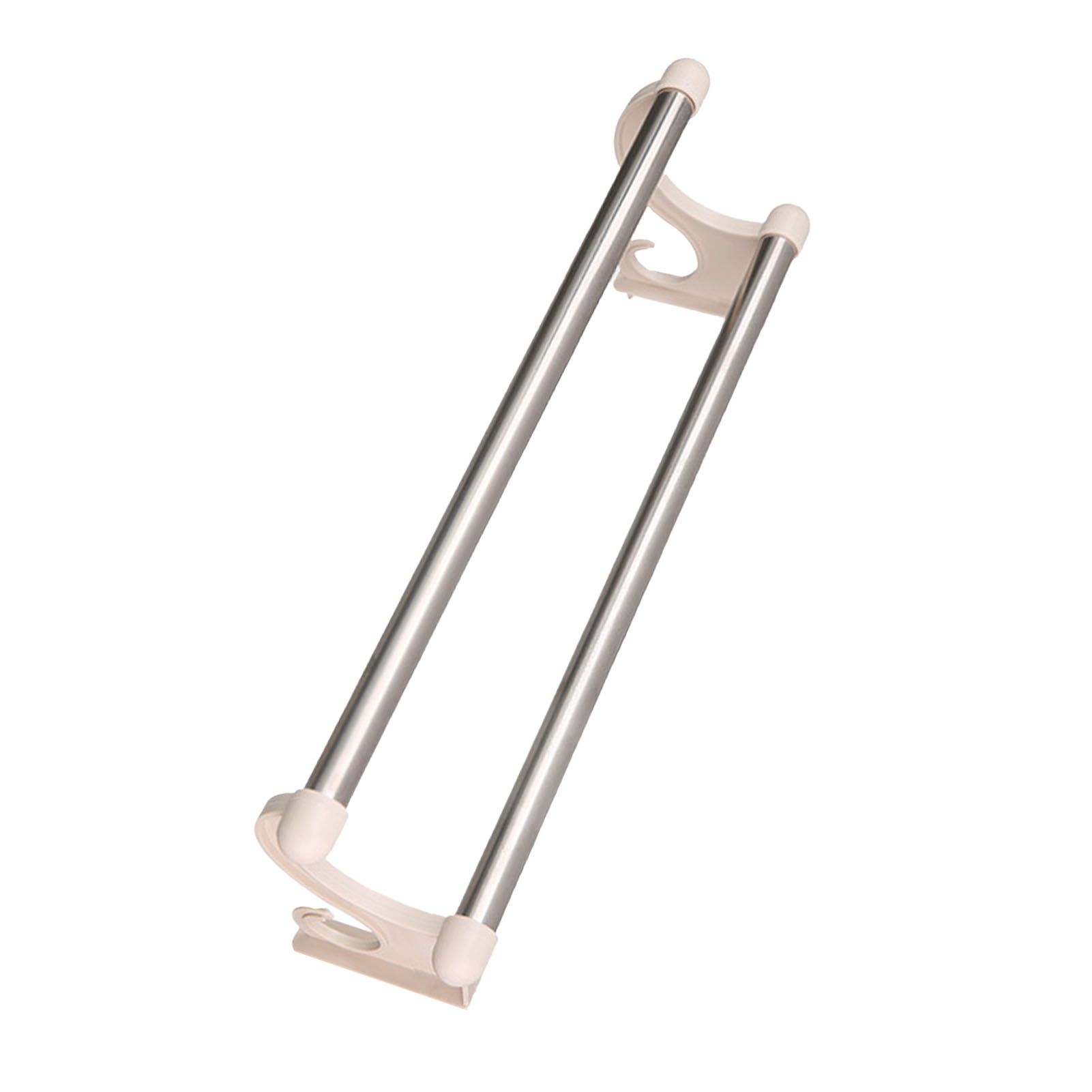 Double Towel Bar Plastic Stainless Steel Bath Towel Rack for Bathroom Double Towel Holder Wall Mount Towel Hanger Beige โ image 4