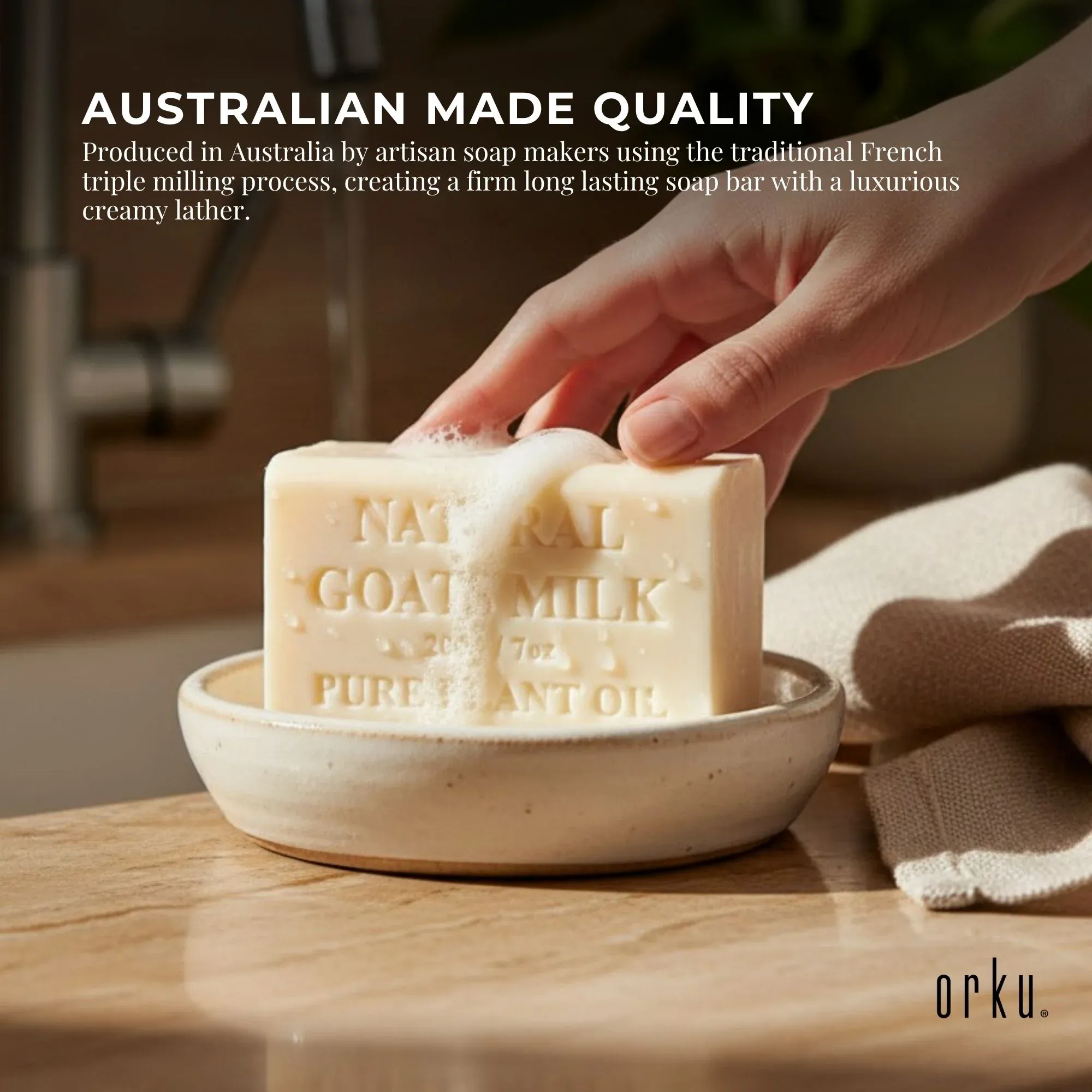 Orku 2 x 200g Goat Milk Soap Bars Natural Creamy Scent Australian Made — image 3