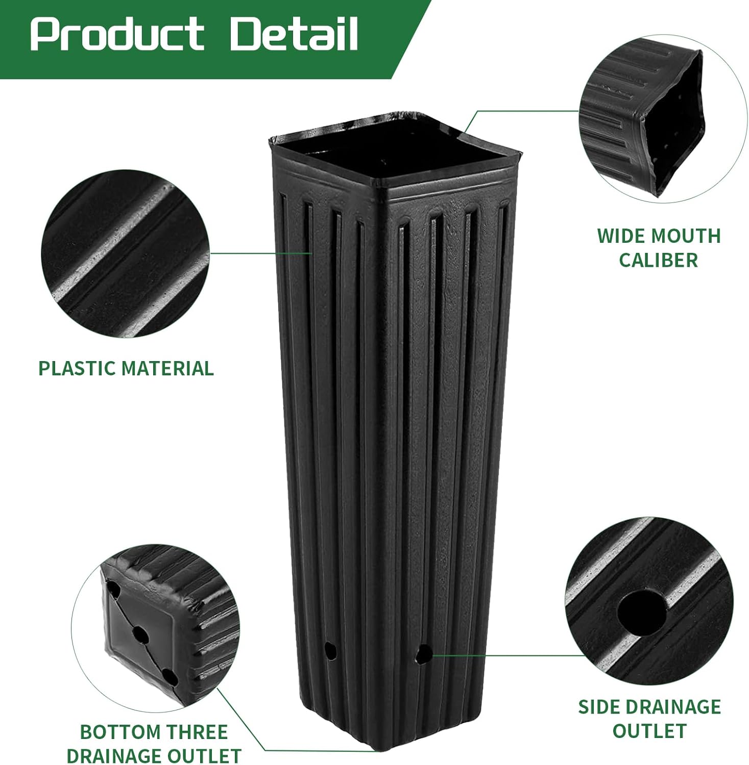 50 Pcs 12" Tall Tree Pots Plastic Deep Nursery Pots Tall Nursery Tree Pots Plant Deep Seedling Pots, Flower Plant Container Pots with 3 Pcs Garden Tools for — image 3