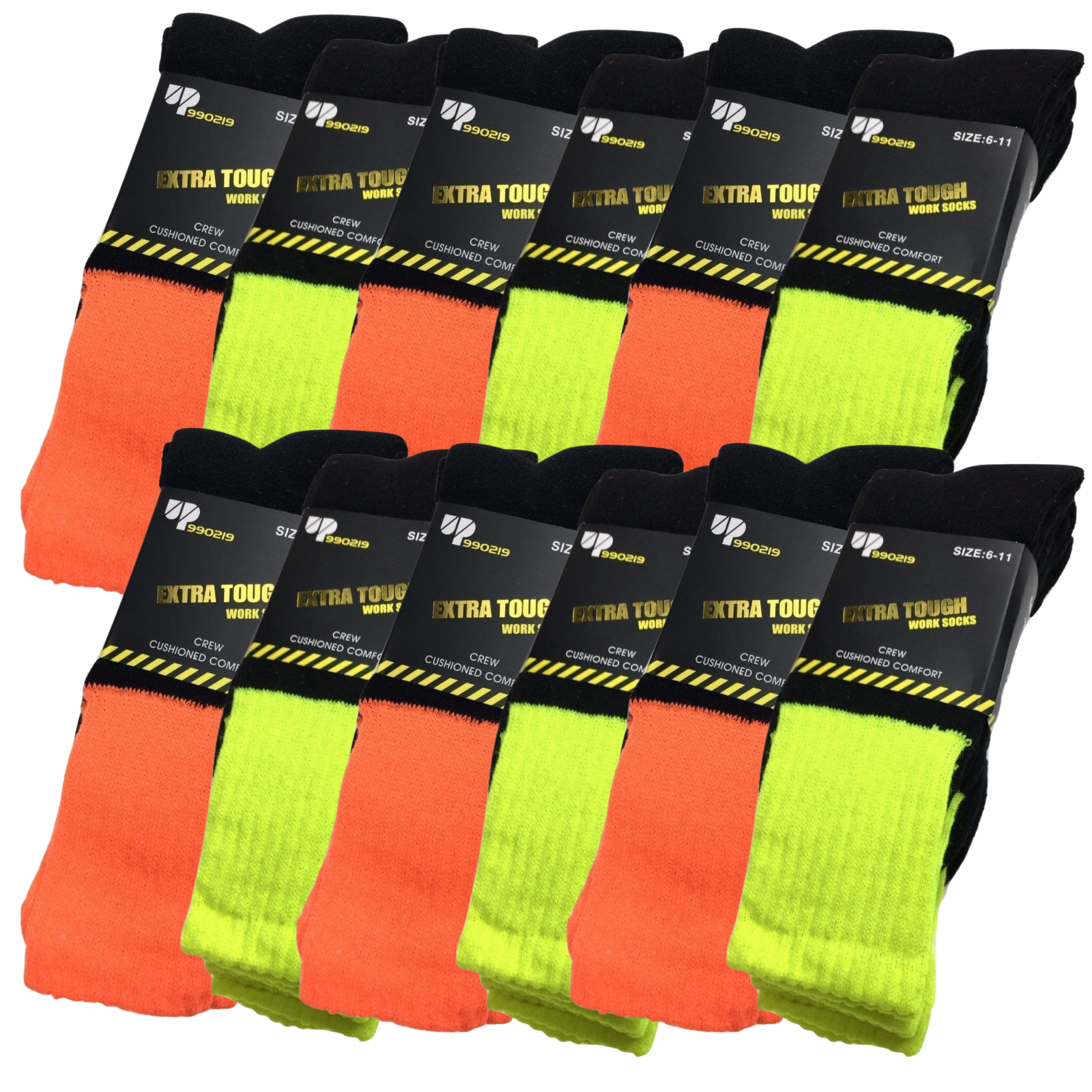 12x Pairs HI VIS SOCKS Workwear Work Safety Tradie High Visibility Fluro - Assorted Colours — image 2
