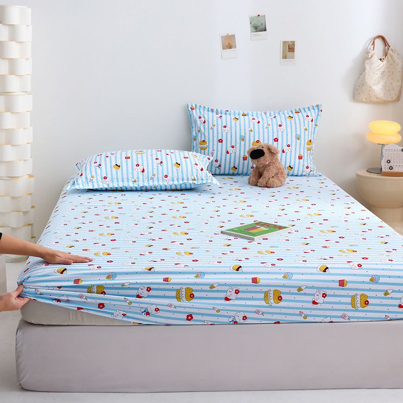 Yuan sheng Home Textiles Pure Cotton Cartoon Dog Sheet Blue cat 200*220cm standard model โ image 4