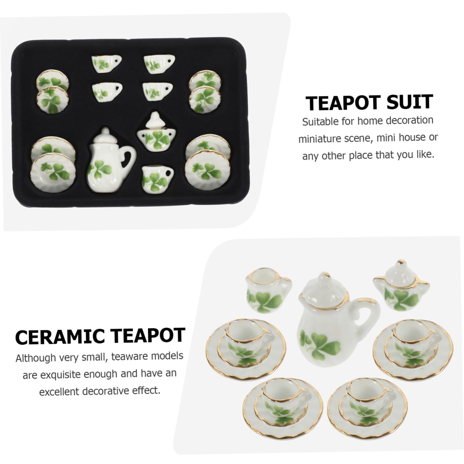1 Set Doll House Tea Set Mini Doll House Decor Porcelain Dollhouse Accessories Tea Party Favor Mini Tea Cups and Saucers — image 2