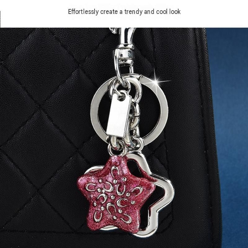 Star pattern Keychain Bag Charm Silvery(Pack of 2)- Metal Alloy Pendant with Lobster Clasp, 4.3cm Decorative Accessory for Handbags, Backpacks, and — image 5
