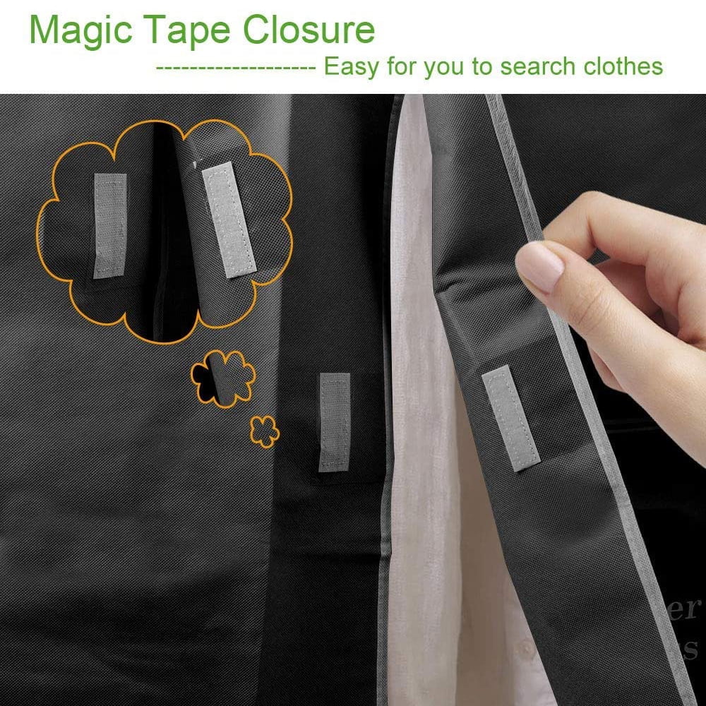 Dustproof Clothes Rack Cover Expandable Hanging Closet Cover Shoulder Dust Cover Clothes Protector for Coats Suits Dresses Black — image 6