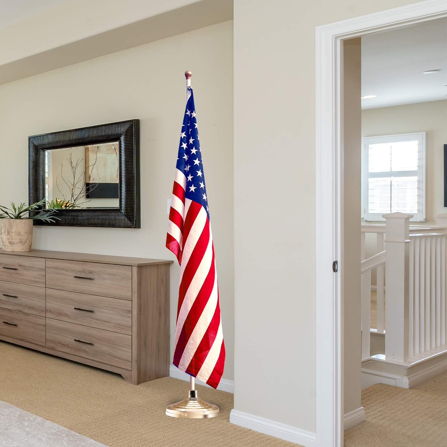 HOOSUN Base Stand for Flag Indoor Outdoor,Flag Pole Floor Stand Base Hold Flagpole Indoor Gold Banner Holder for 1.3'',1.1''And 0.9'' Diameter Flagpole — image 5