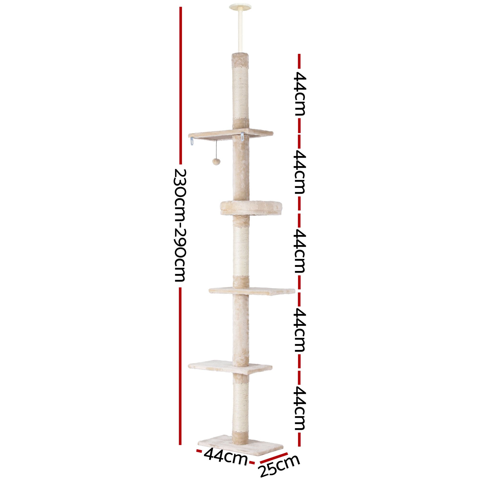 i.Pet Cat Tree 290cm Tower Scratching Cats Post Scratcher Floor to Ceiling Bed โ image 2