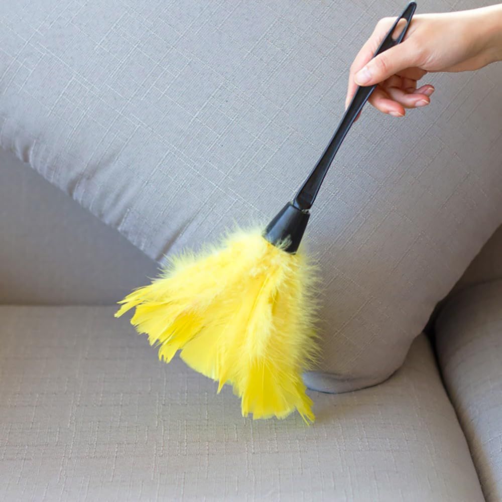 Feather Dusters-Turkey Feather Dusters Cleaning for Car Blinds Kitchen Keyboard Office, Reusable (Yellow) — image 5