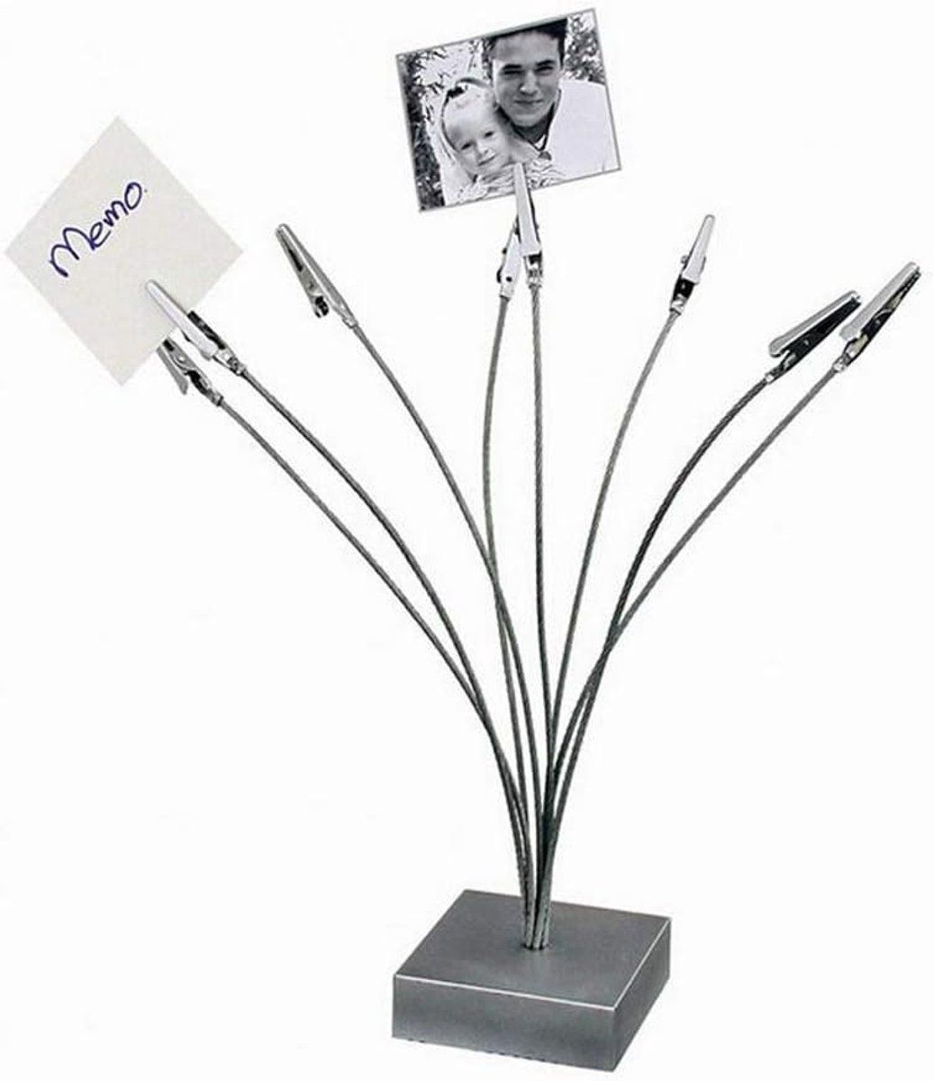8-Branch Silver Metal Photo Clip Tree with Square Base for Pictures, Memos and Wedding Cards — image 4