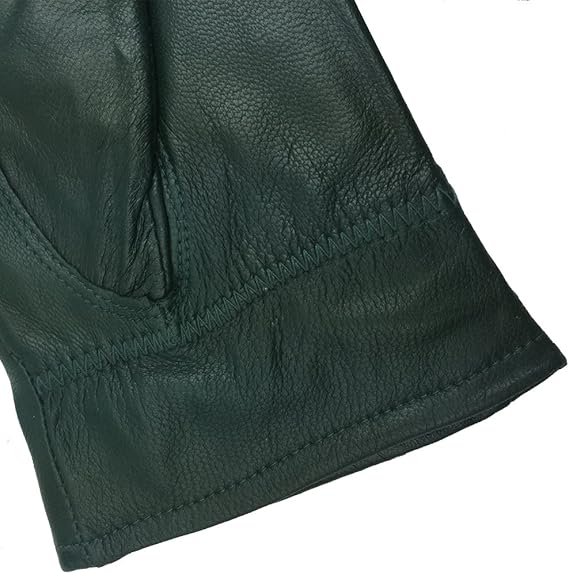 Military Green Winter Leather Gloves - Warm Fleece Lined - Stylish Size L β image 4