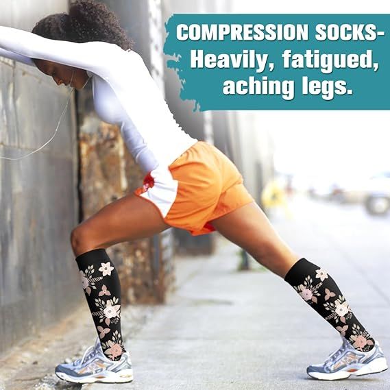 Compression Socks for Women Men Circulation 6 Pairs, Graduated Support for Running Athletic Sports S/M, Breathable Nylon Polyester for All-Day Comfort and โ image 4