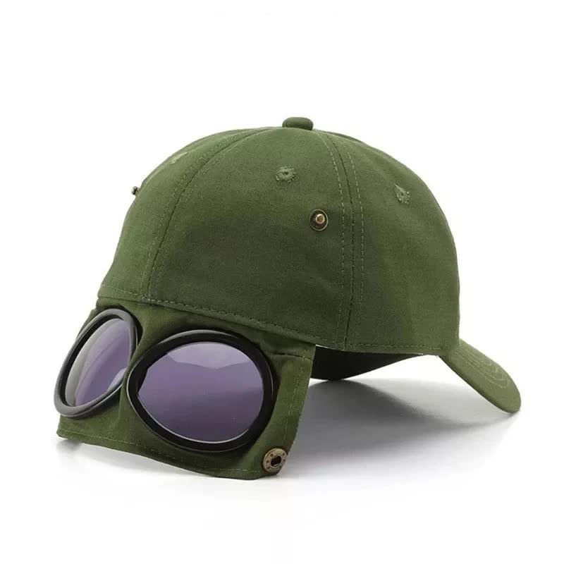 Beige Stylish Aviator Goggle Baseball Cap - Unisex Outdoor Cotton Sun Hat — image 5