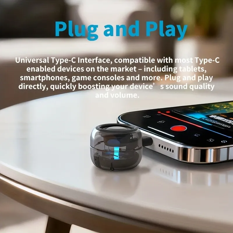 Cyberpunk Mini Type-C Speaker & Microphone – Plug & Play, No Charging Needed, the Eye of Sound in Your Pocket