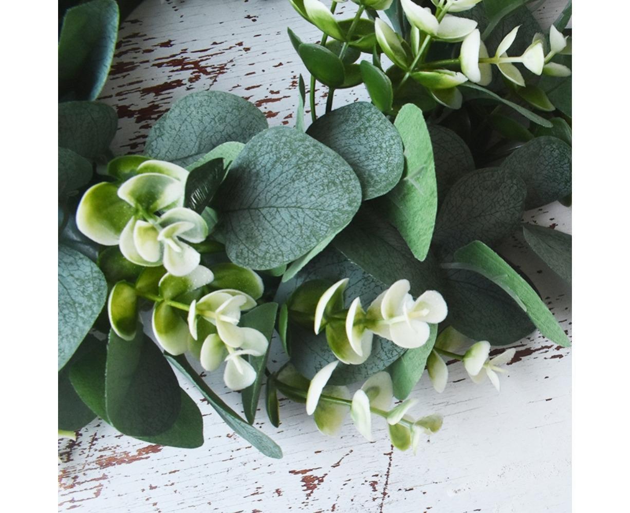 Artificial Eucalyptus Wreath for Front Door, Spring Summer Green Leaf Wreath for Farmhouse Wall Wedding Decor - Green - 33CM โ image 4