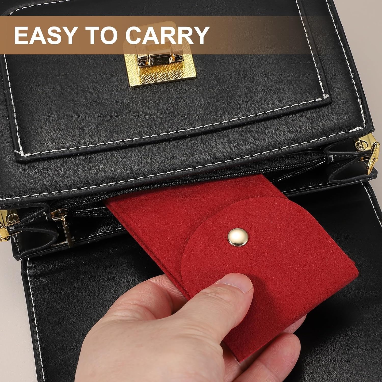 4 Pcs Velvet Watch Pouch, 5.1 x 2.8 Inch Portable Travel Case Jewelry Storage Bag Single Watch Storage Pouch for Men and Women with Snap Button for Travel โ image 5