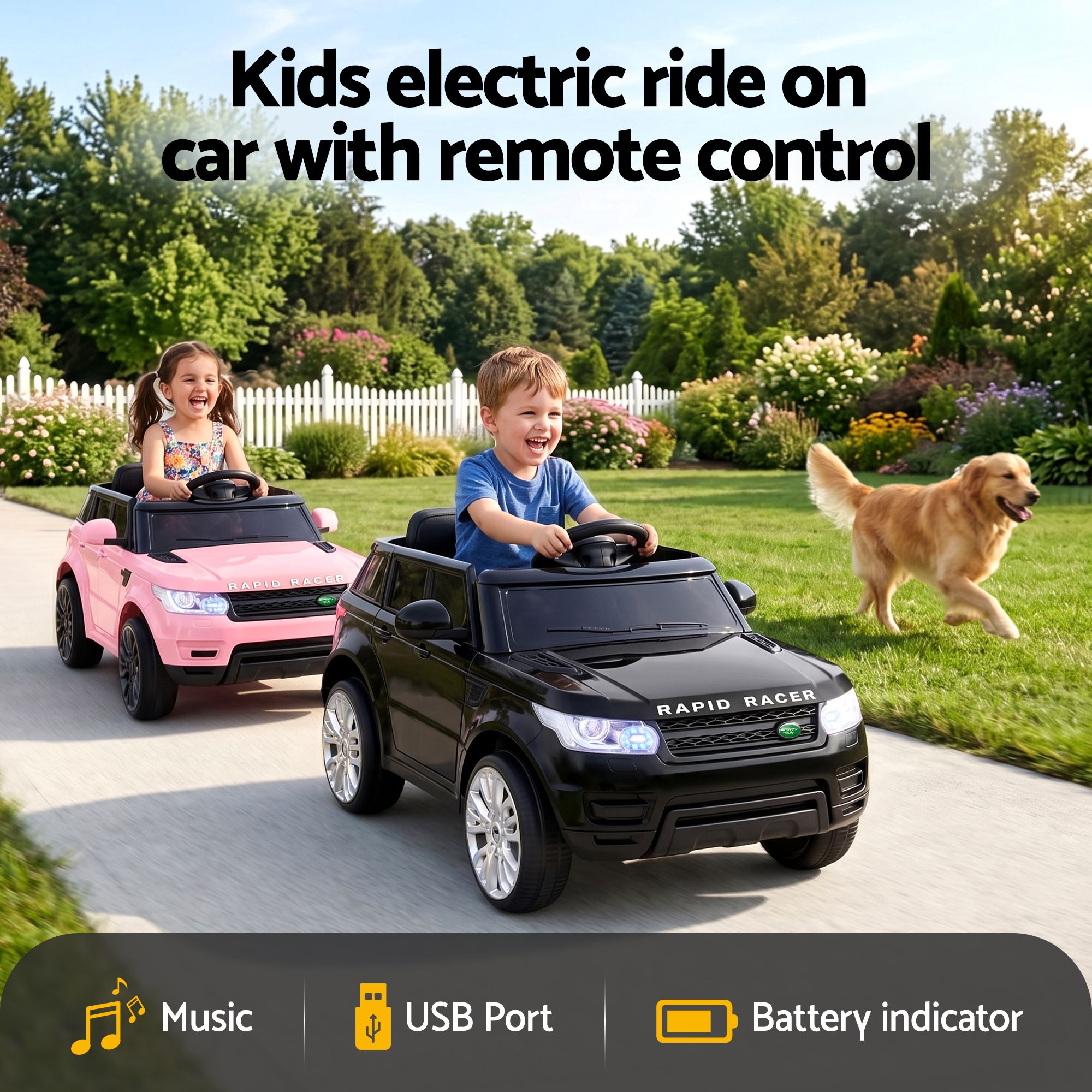 Rigo Kids Electric Ride On Car Black Pink Ride-On Toy with Remote Control โ image 4