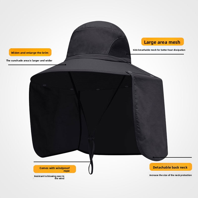 Light grey UPF 50+ Sun Protection Fishing Hat Wide Brim Neck Flap Quick Dry Bucket Hat for Outdoor Hiking and Gardening โ image 5