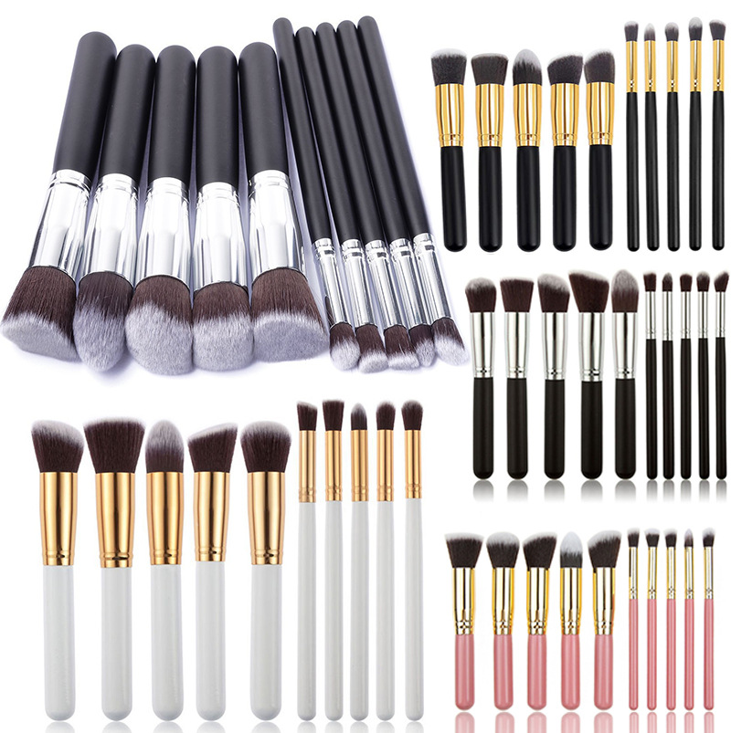 10-Piece White gold Makeup Brush Set - Large and Small Brushes for Professional Beauty Application — image 4