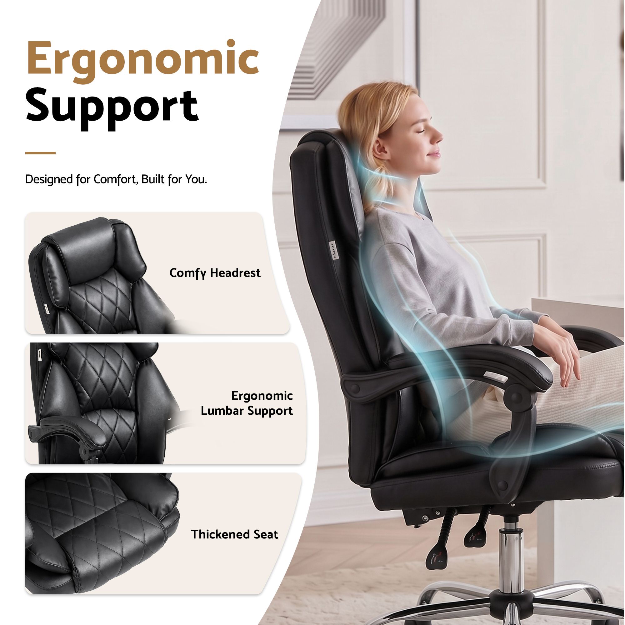 Artiss Executive Office Chair Leather Recliner Black — image 6