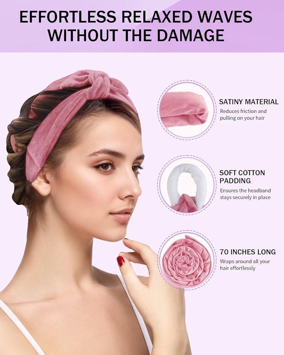 Heat-free hair curlers -Curling rollers- curling set- Blow-dry effect without heat overnight -Soft cap and sleepy bow design -Comfortable curls while you sleep — image 2