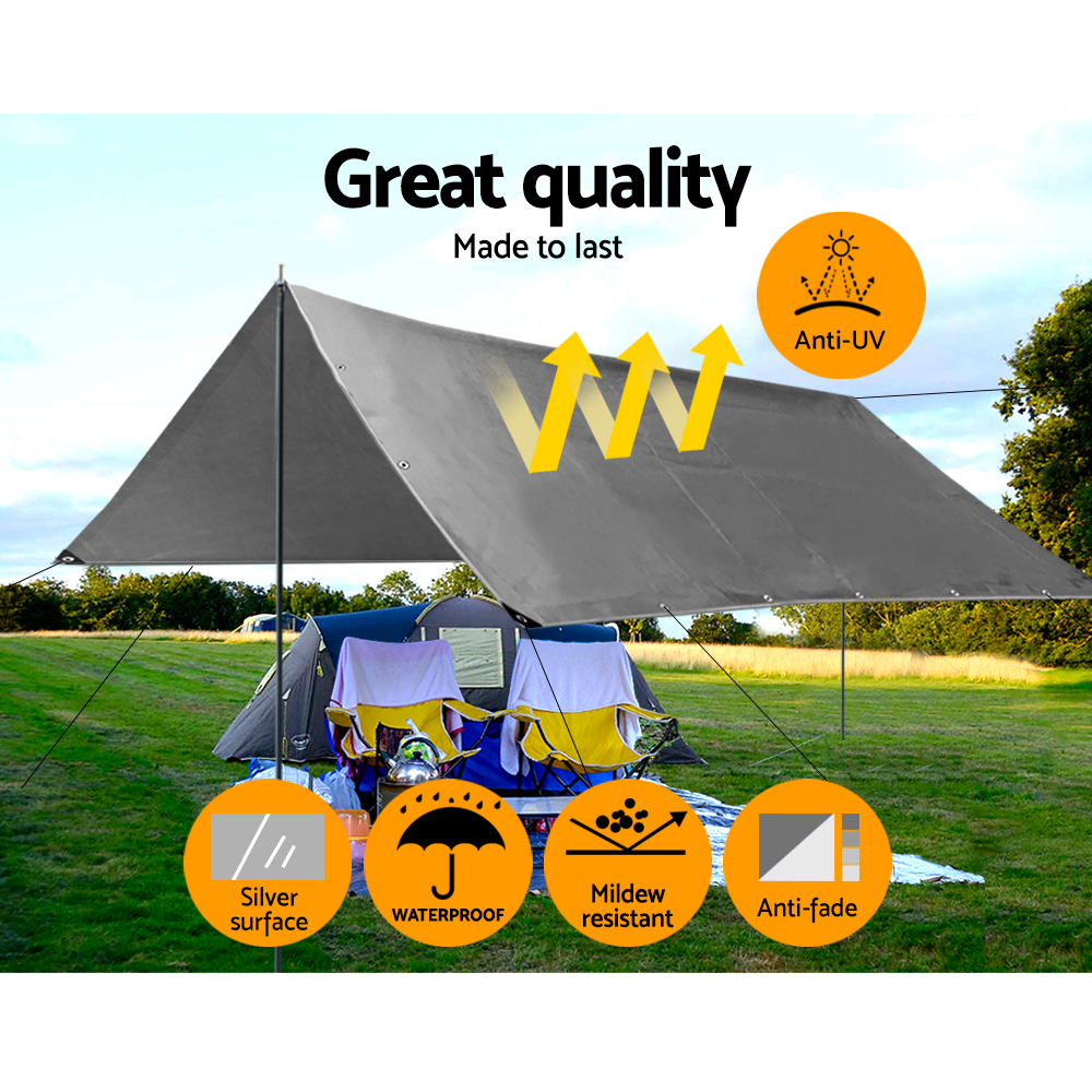 Instahut Tarp Tarpaulin 6x7.3m Canvas Camping Heavy Duty Sun Cover โ image 4