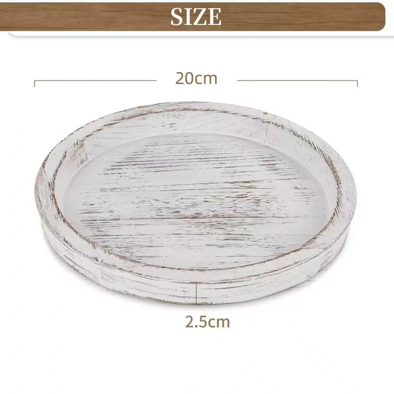 Rustic Wooden Tray Candle Holder - Round Wood Decorative Pillar Candle Tray for Coffee Table Farmhouse Kitchen Countertop Organizer Home Decor Wedding — image 5