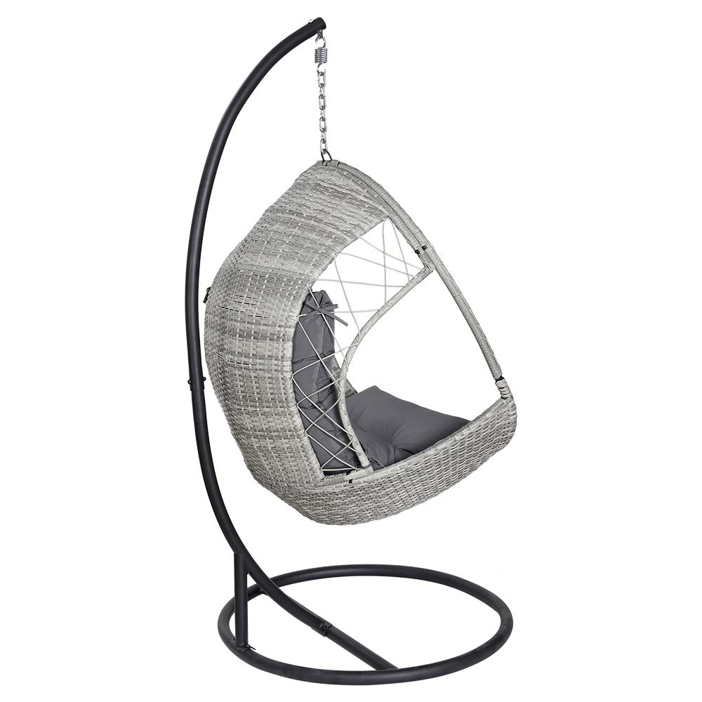 Gardeon Outdoor Egg Swing Chair Wicker Furniture Pod Stand Armrest Light Grey โ image 3