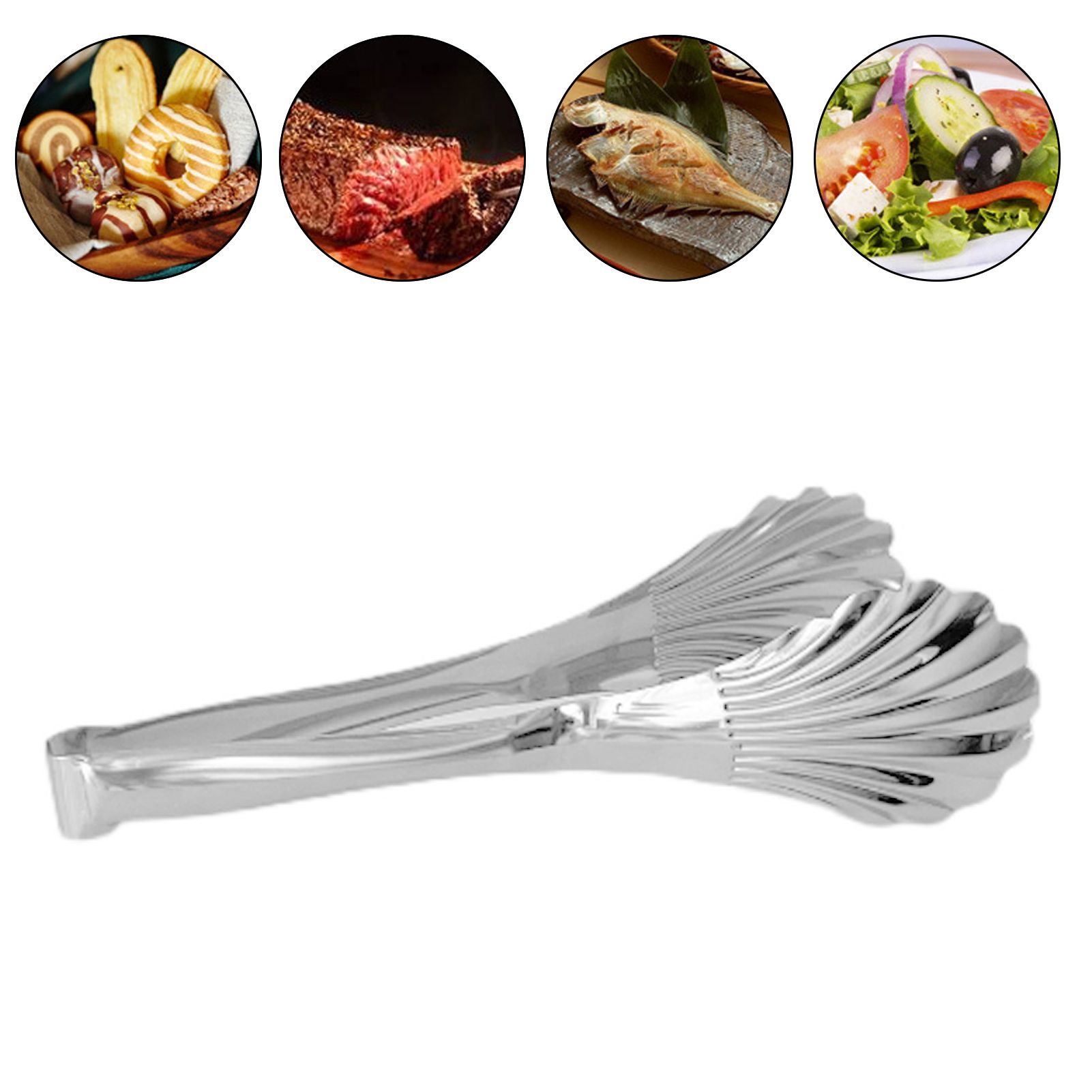 Cooking Tongs Multipurpose Heat Resistance Shell Shape Stainless Steel Kitchen Tongs for Cooking Barbecue Serving 201 (28cm/11.0in) — image 5
