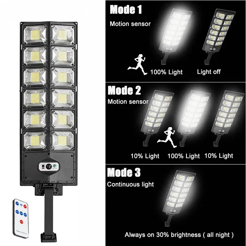 2-Pack 80000LM Black Solar Street Light with 504 LEDs and Remote Control — image 5