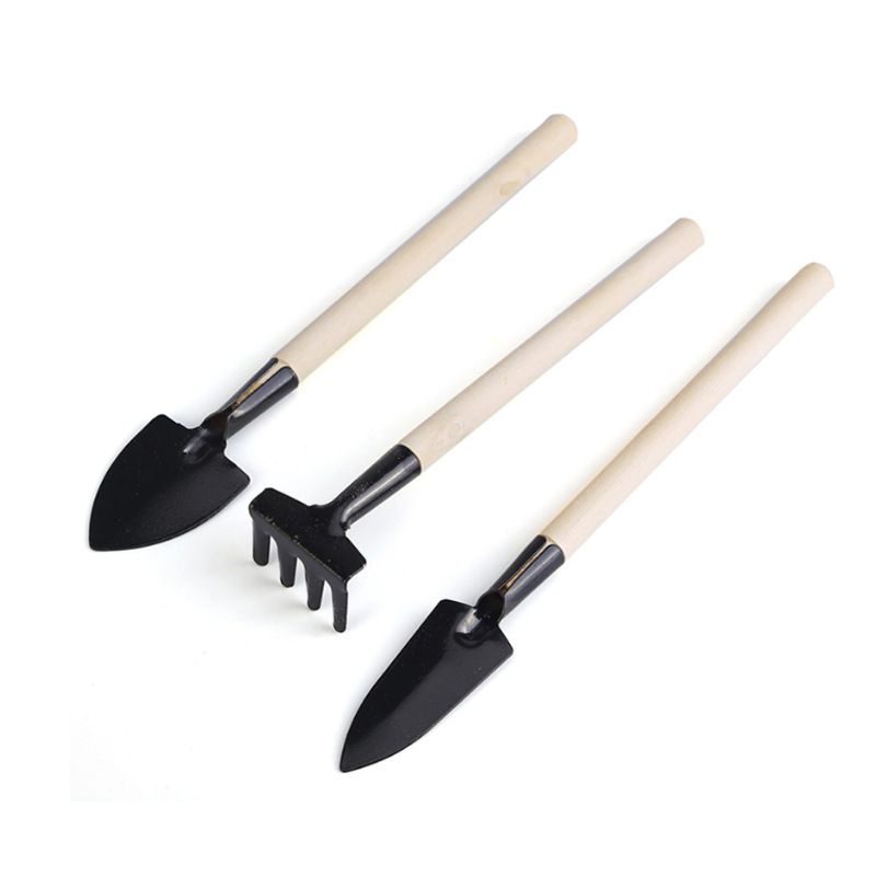 Mini Gardening Tools, 3pcs Portable Garden Hand Tools Set, Miniature Gardening Rake Trowel and Shovel for Seedlings (3pcs)