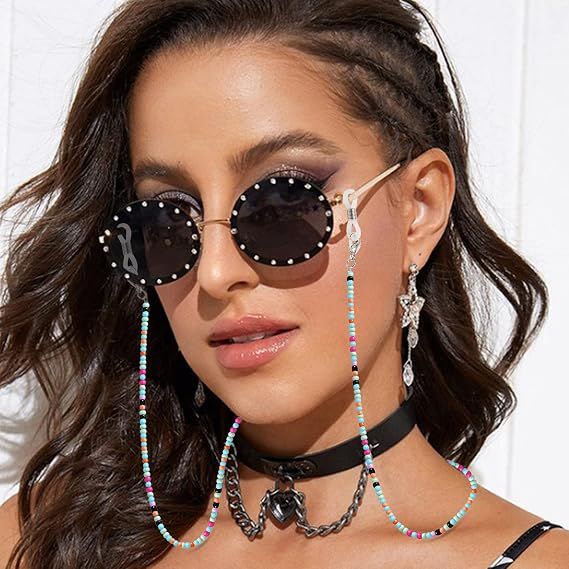 4Pcs Beaded Eyeglass Chains for Women & Girls, Sunglass Holder Strap Around Neck, Acrylic Glasses Hanger Keeper — image 5