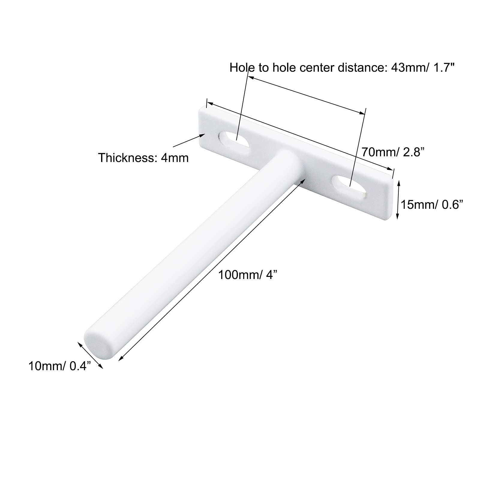 6Pcs Floating Shelf Brackets 4" Concealed Blind Shelf Support for Mounting Wood Shelves, Expansion Screws Included — image 2