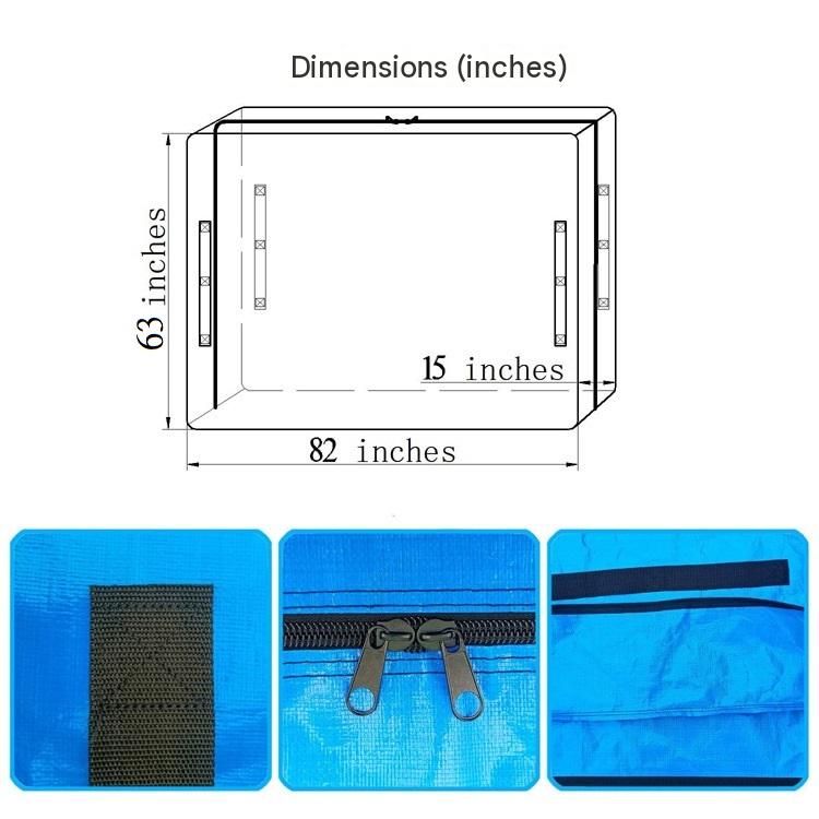 208*160*38cm Blue Heavy Duty PE Mattress Bag for Moving and Storage - Waterproof Mattress Cover with Reinforced Handles and Double Zipper, Dustproof Protection — image 3