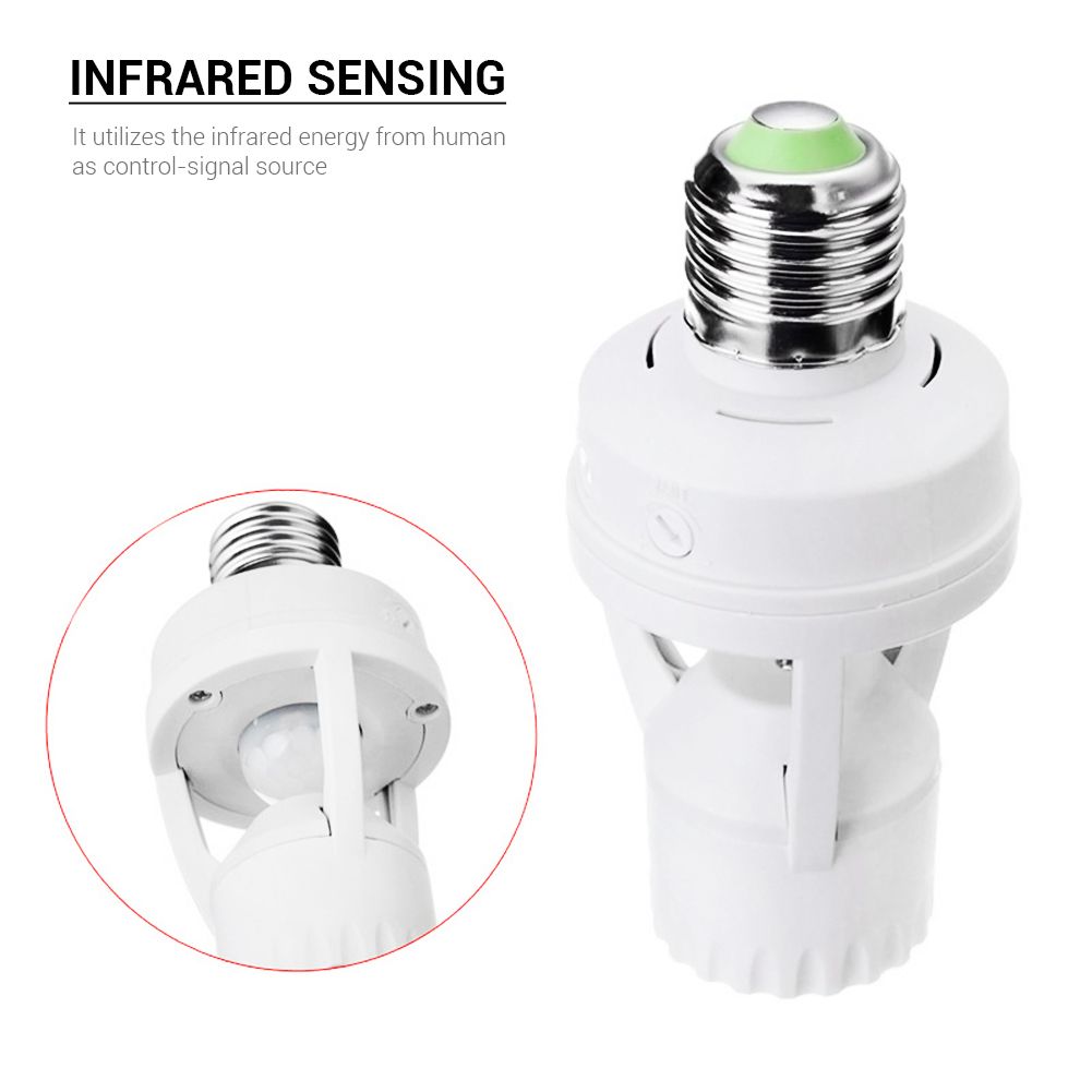 360° Detected Dimmable Infrared Human Body Sensor Lamp Socket Lamp Bulb Adapter — image 2