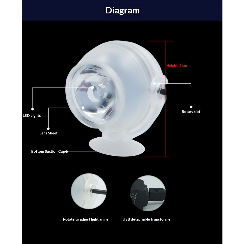 2pcs LED Fish Spot Light, Rotation Mini RGB Spotlights Submersible Lamp for Aquarium Fountain Pond Water Garden — image 3