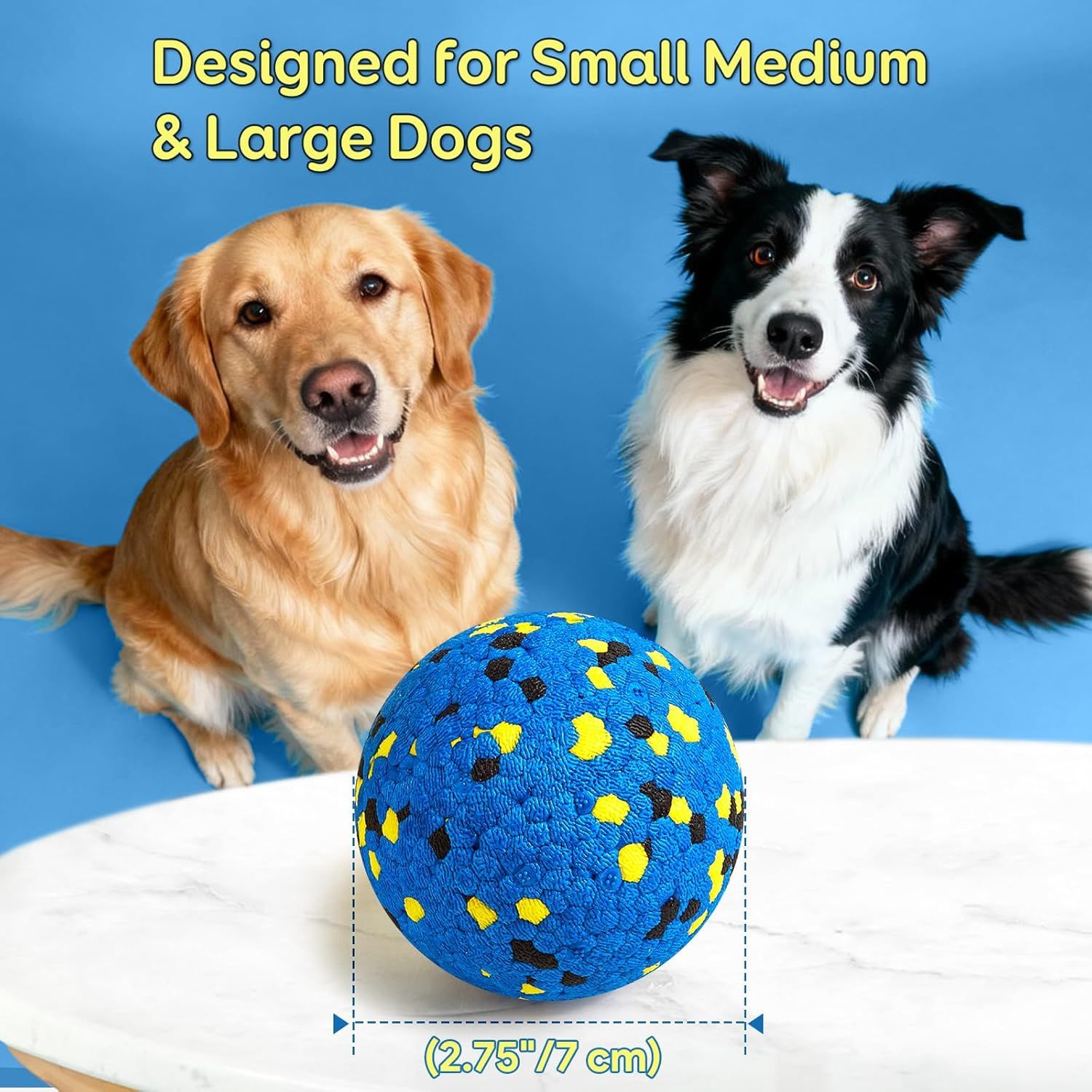 4 Piece Dog Chew Ball Set Blue and Yellow โ image 3