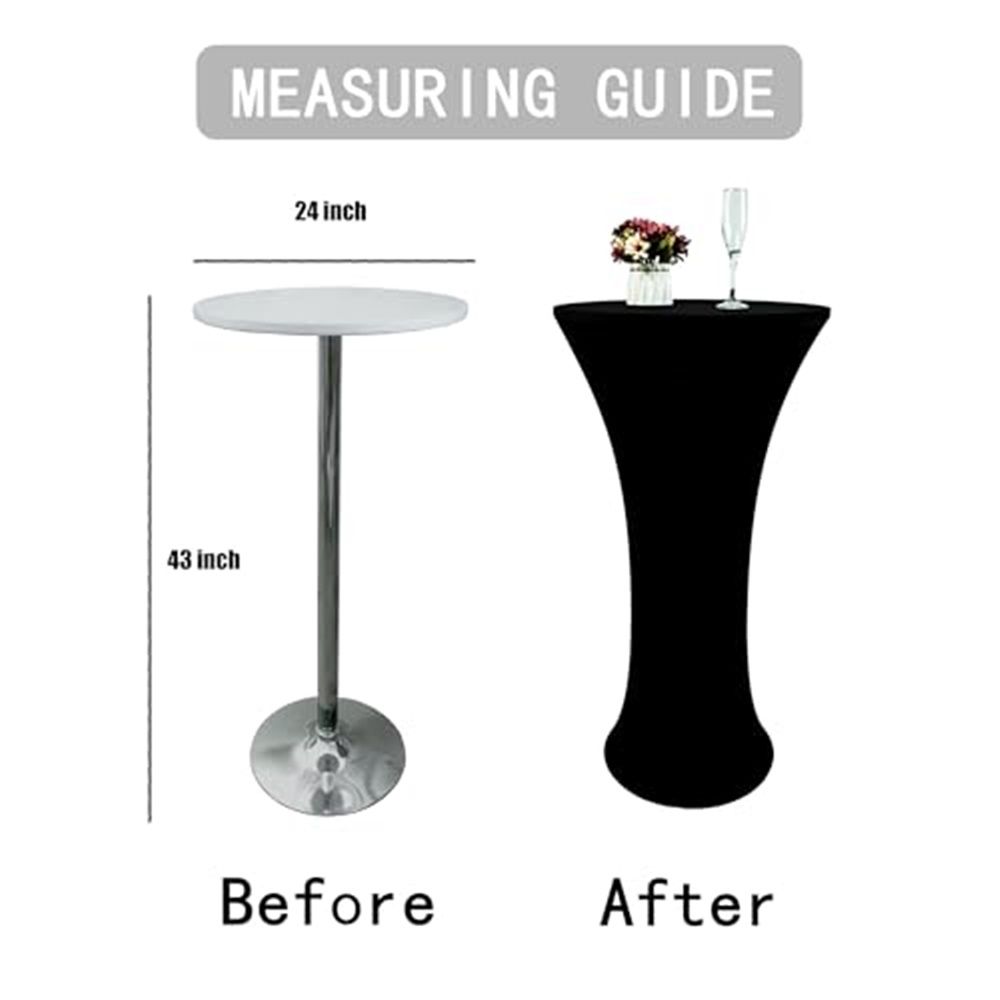 24x43 Inch Black Cocktail Table Cloth Fitted Round Bar Table Stretch Highboy Cocktail Table Covers for Banquet Outdoor Party Wedding Bar Round Bottom Black โ image 2