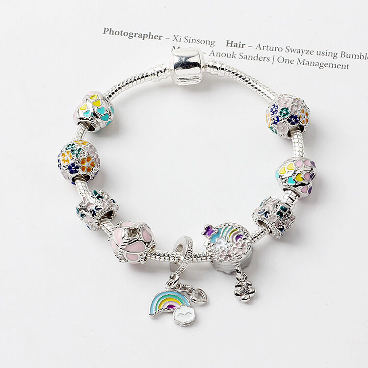 Sky-themed Heart Wreath Rainbow Pendant Alloy Bracelet(19cm) โ image 3