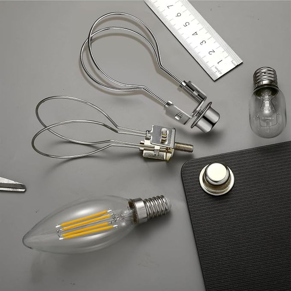 2 Pcs Bulb Lamp Shade Clip Adapter with Finial & Levellers, Light Shade Replacement Part, Silver โ image 4