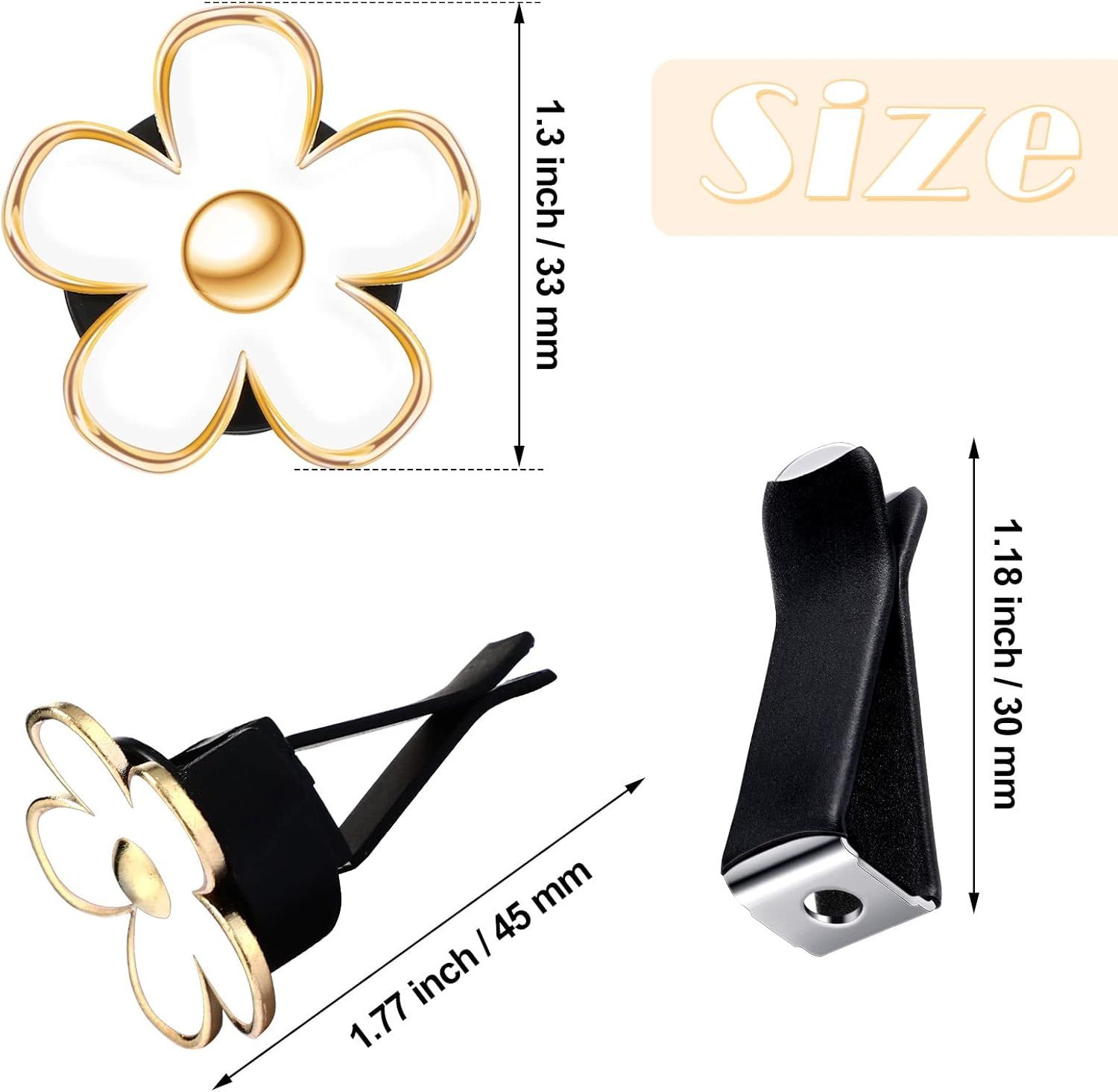 6 Pcs Daisy Flower Air Vent Clip Accessories Air Conditioning Outlet Clip Car Air Freshener Dashboard Accessories Charm Car Inter Decor(3 cm, 3.3 cm,Red — image 2