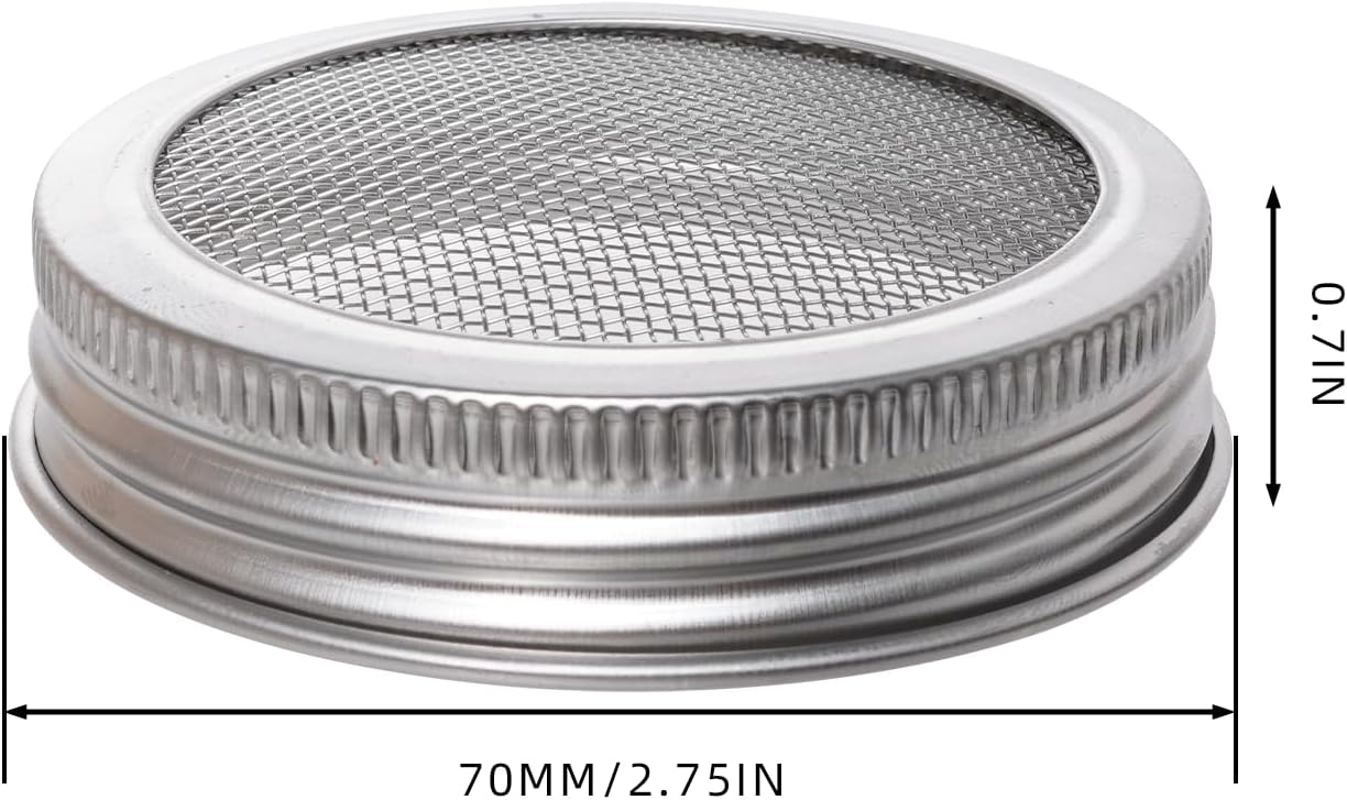 4 Pack Mesh Strainer Jar Stainless Steel Sprouting Jars Mason Wide Mouth Canning Lids for Growing Bean, Seeds and Salad(70MM) — image 2