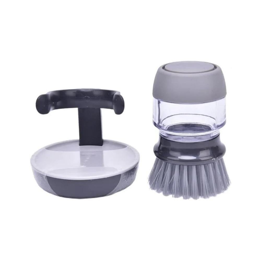 Multi-purpose Scrubbing Dish Brush with Soap Dispenser Cleaning Brush Kitchen Cleaning Tool Gray — image 4