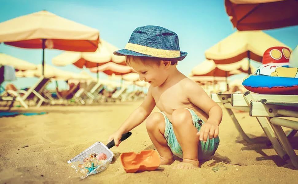 Shark Tooth Sifter Dipper for Shell Collecting, Beach Mesh Shovel, Kids Filter Sand Scooper for Picking Up Shells - Beach Snow Toys for Kids, Black — image 4