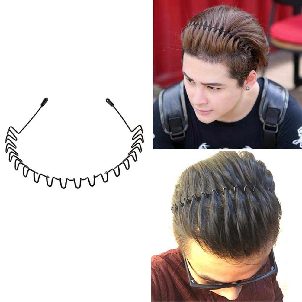 Shi Metal Hairband Women's Hairband Neutral Black Wave Spring Outdoor Sports Hairband Men's Hoop Clip — image 3